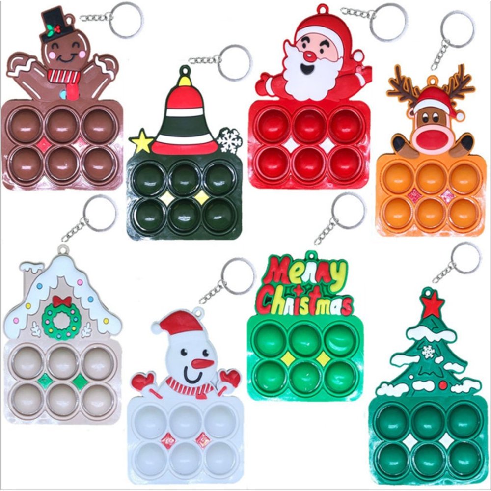 Pop It Christmas Ornament Simple Dimple Key Chain Easter Fidget Toy